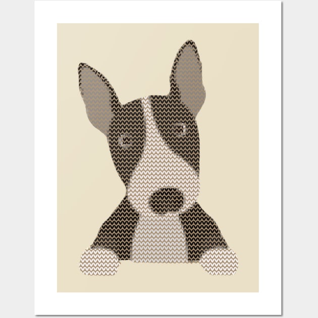 English Bull Terrier Ugly Christmas Sweater Knit Pattern Wall Art by DoggyStyles